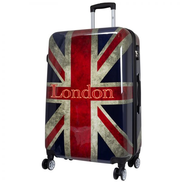 Großer Polycarbonat Reisekoffer 77cm bunt London Motiv Hartschale Trolley Koffer