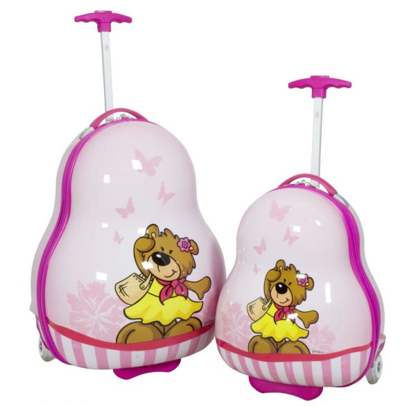 Kinder Koffer und Kofferset 2tlg Teddy Bär pink
